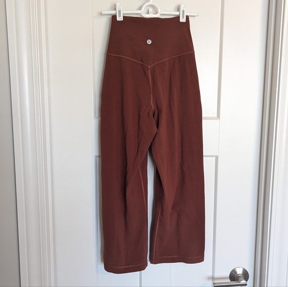 Lululemon Align HR Wide Leg 23" Crop Pants - Dark Terracotta Rust Orange sz 0 - Picture 5 of 7